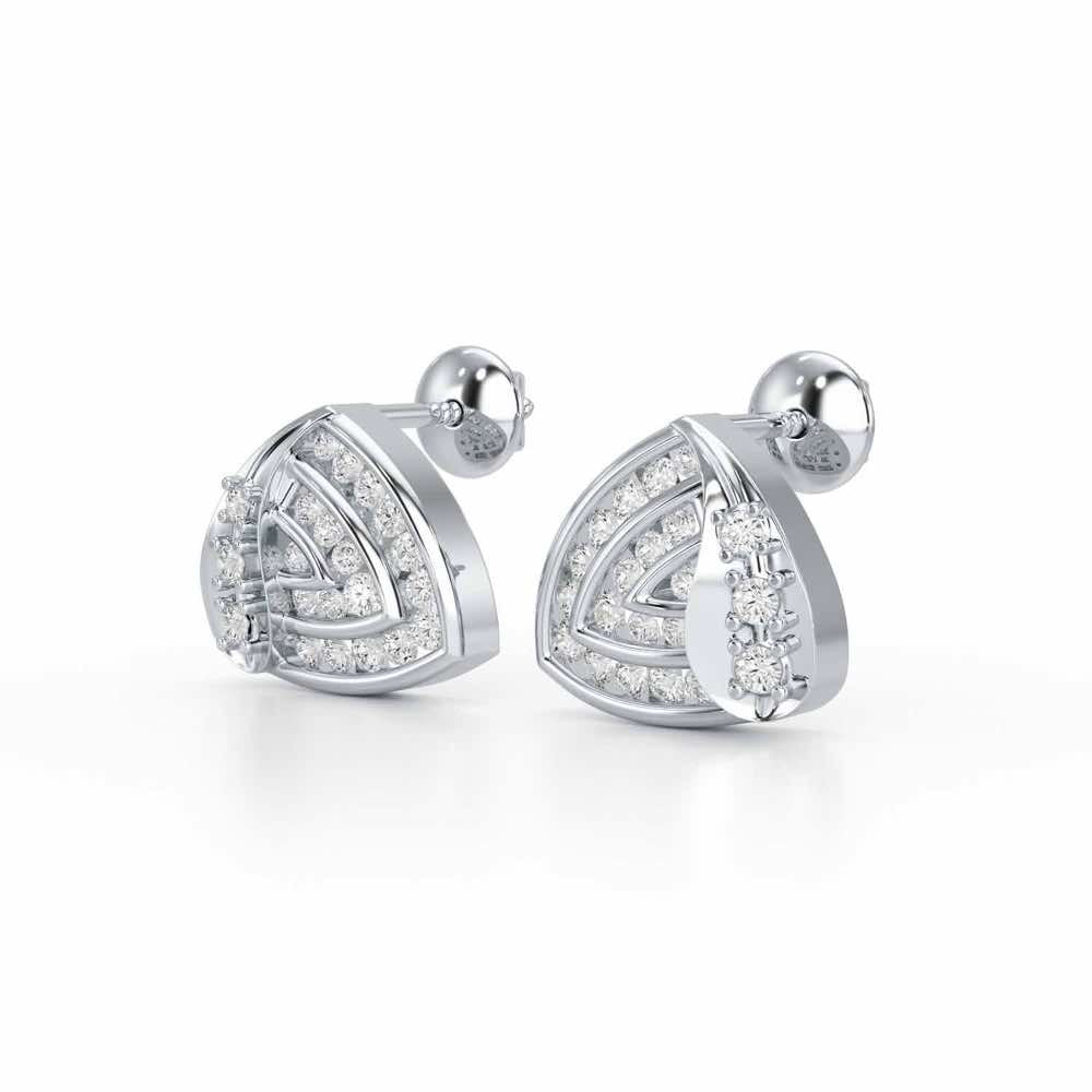 Glam Charm Silver Earrings - White Gold - Image 3