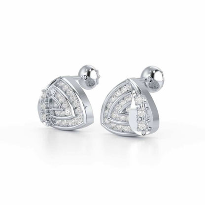Glam Charm Silver Earrings - White Gold - Image 3