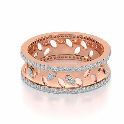 Glam Ferns Silver Band Ring - Rose Gold - Image 2