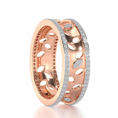 Glam Ferns Silver Band Ring - Rose Gold - Image 3