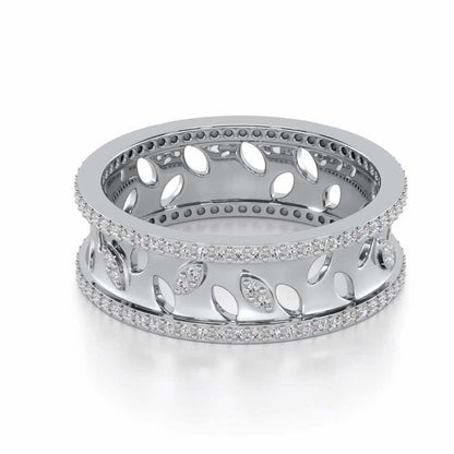Glam Ferns Silver Band Ring - White Gold - Image 2