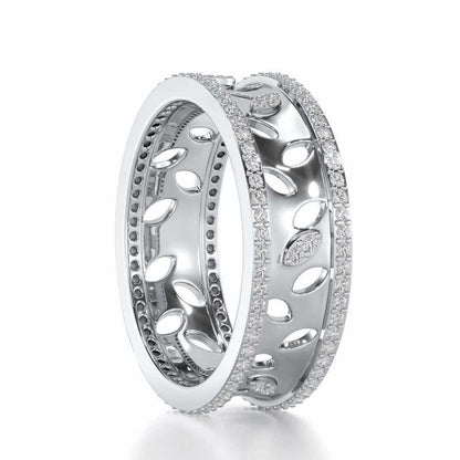 Glam Ferns Silver Band Ring - White Gold - Image 3