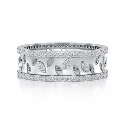 Glam Ferns Silver Band Ring - White Gold - Image 4