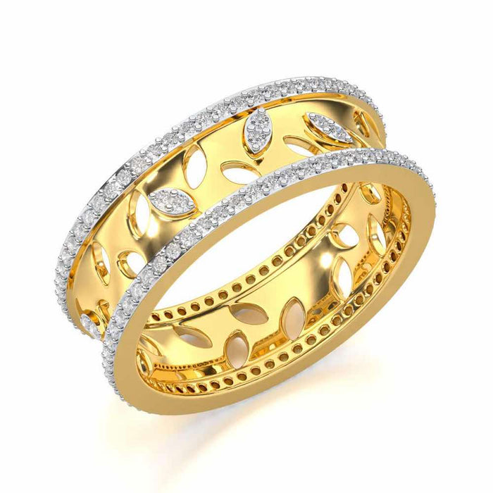 Glam Ferns Silver Band Ring - Yellow Gold - Image 1