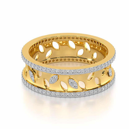 Glam Ferns Silver Band Ring - Yellow Gold - Image 2