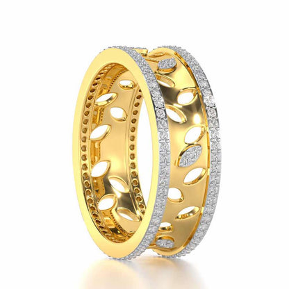 Glam Ferns Silver Band Ring - Yellow Gold - Image 3