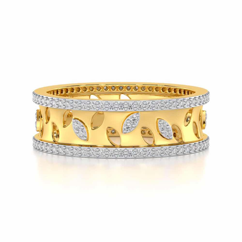 Glam Ferns Silver Band Ring - Yellow Gold - Image 4