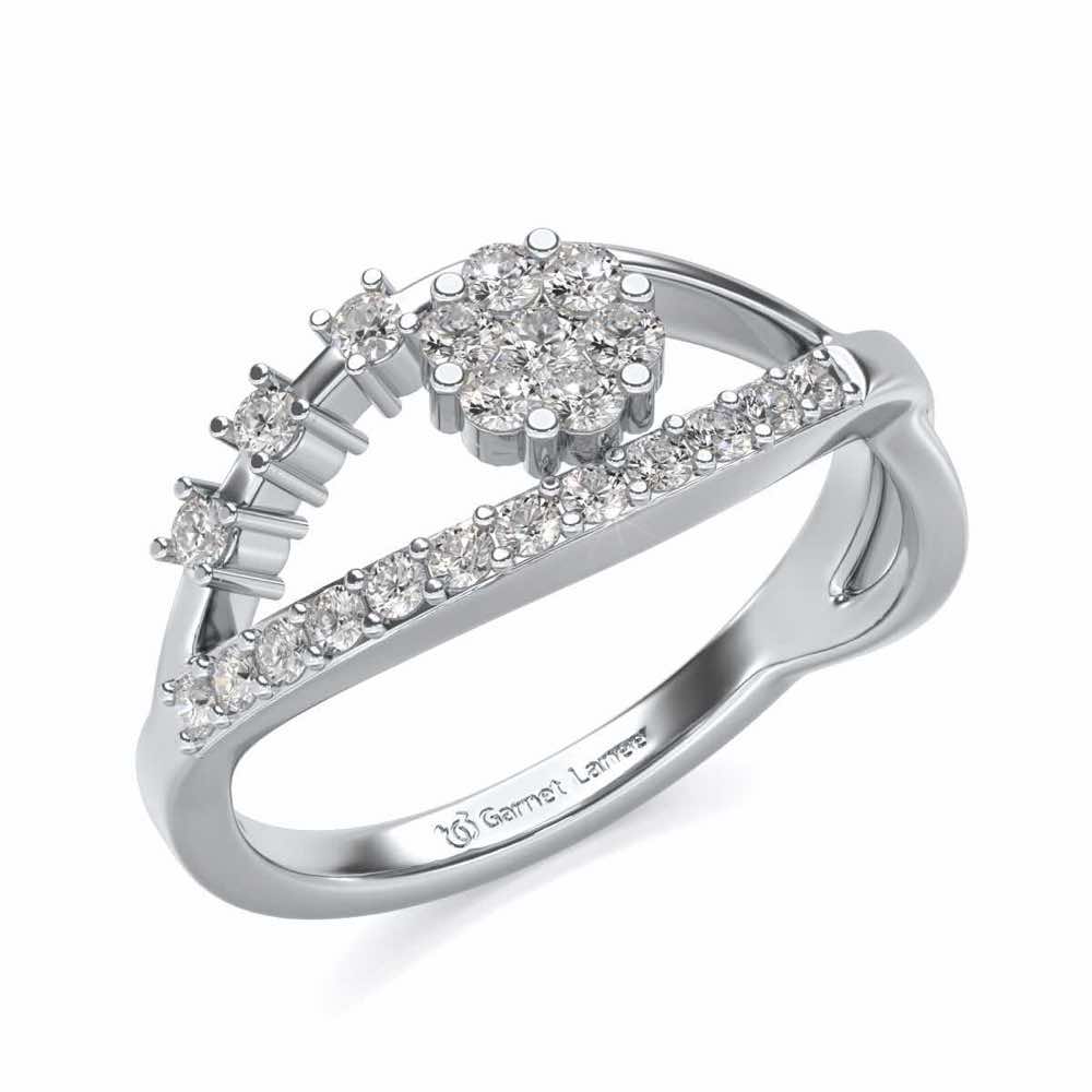 Gleam Eye Silver Ring - White Gold - Image 1
