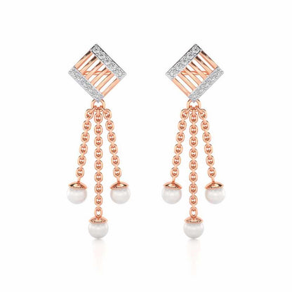 Gleaming Silver Dangler Earrings - Rose Gold - Image 1