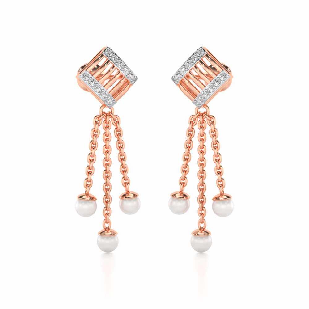 Gleaming Silver Dangler Earrings - Rose Gold - Image 2