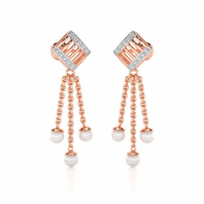 Gleaming Silver Dangler Earrings - Rose Gold - Image 2