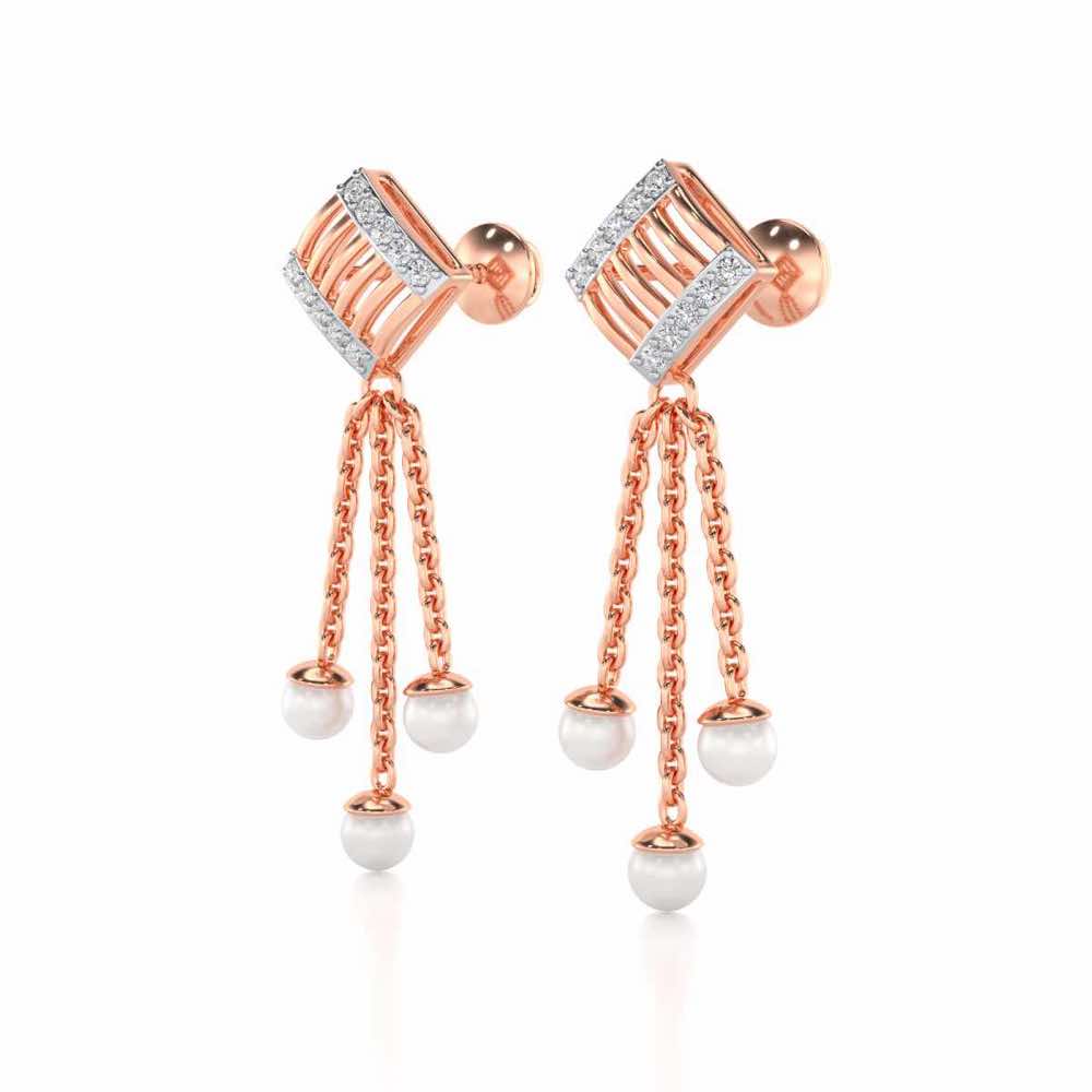 Gleaming Silver Dangler Earrings - Rose Gold - Image 3
