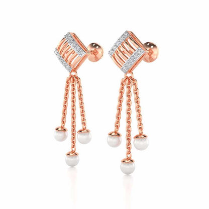 Gleaming Silver Dangler Earrings - Rose Gold - Image 3