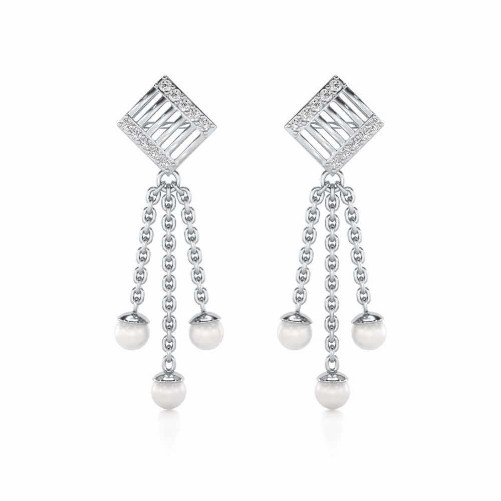 Gleaming Silver Dangler Earrings - White Gold - Image 1