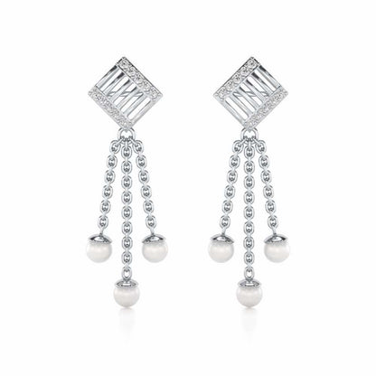 Gleaming Silver Dangler Earrings - White Gold - Image 1