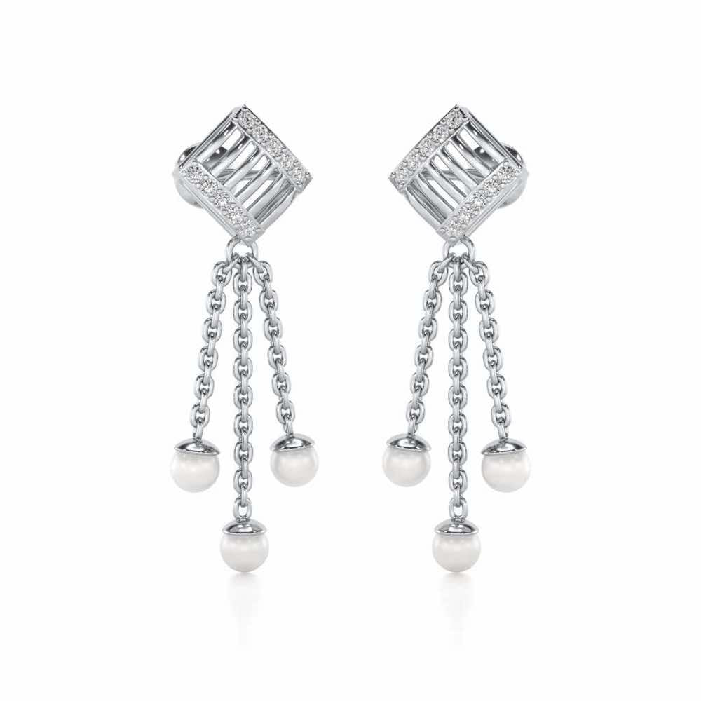 Gleaming Silver Dangler Earrings - White Gold - Image 2