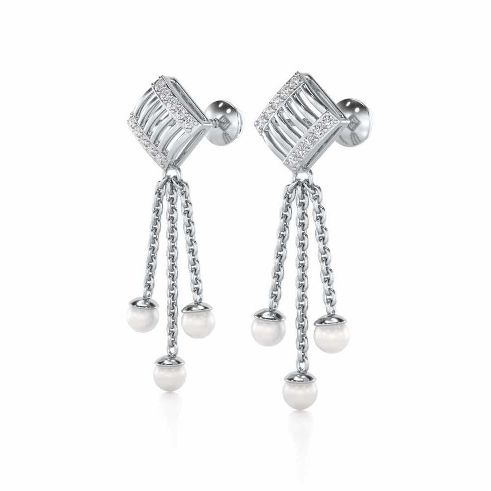 Gleaming Silver Dangler Earrings - White Gold - Image 3
