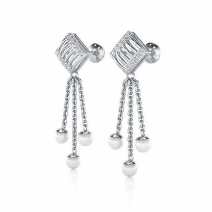 Gleaming Silver Dangler Earrings - White Gold - Image 3