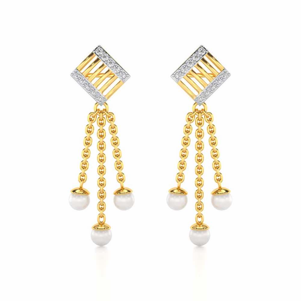 Gleaming Silver Dangler Earrings - Yellow Gold - Image 1