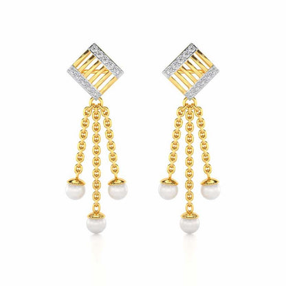 Gleaming Silver Dangler Earrings - Yellow Gold - Image 1