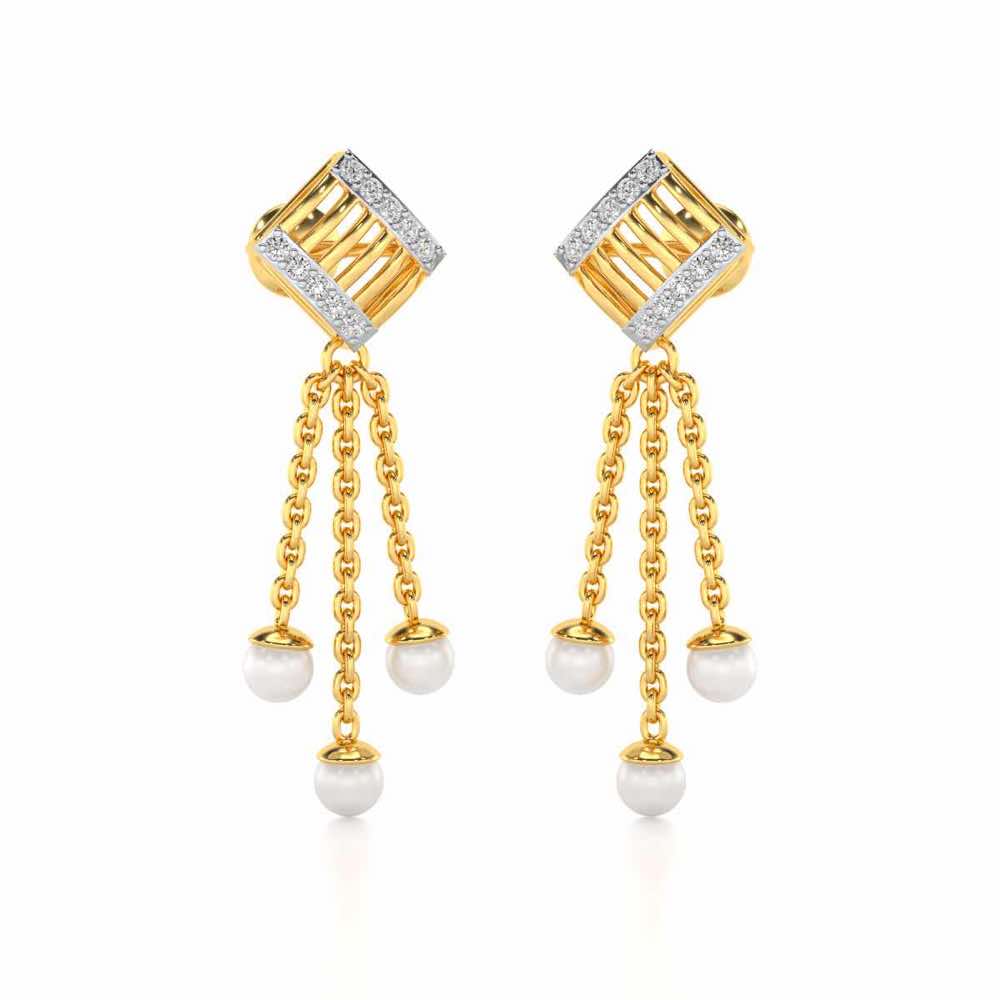 Gleaming Silver Dangler Earrings - Yellow Gold - Image 2