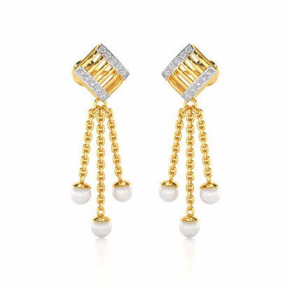 Gleaming Silver Dangler Earrings - Yellow Gold - Image 2