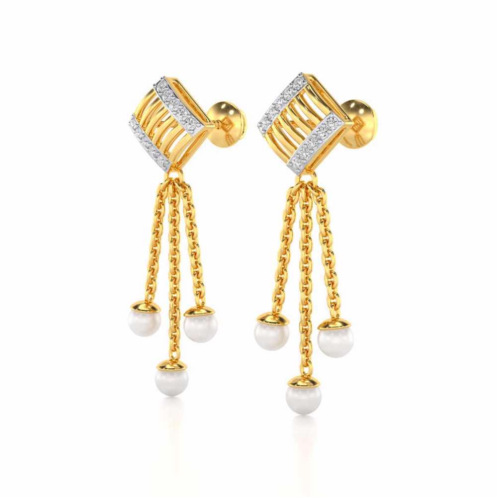 Gleaming Silver Dangler Earrings - Yellow Gold - Image 3