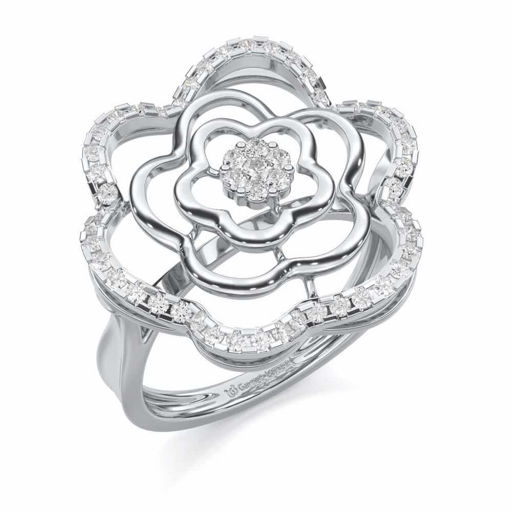 Gleaming Glide Silver Ring - White Gold - Image 1