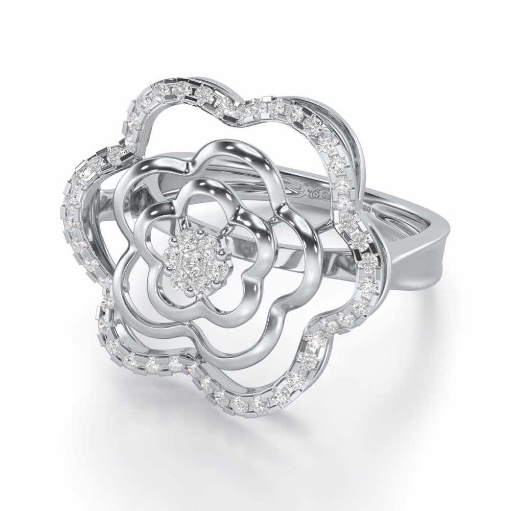 Gleaming Glide Silver Ring - White Gold - Image 2