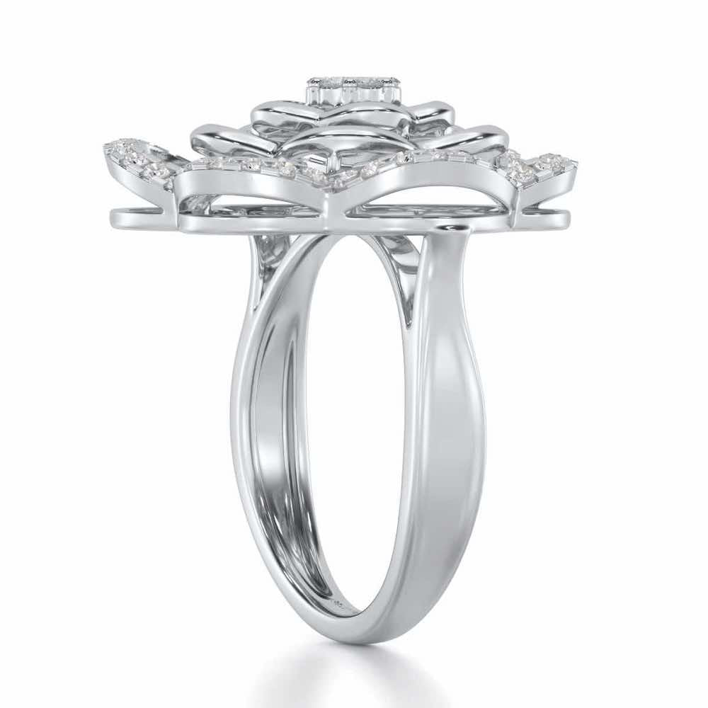 Gleaming Glide Silver Ring - White Gold - Image 3