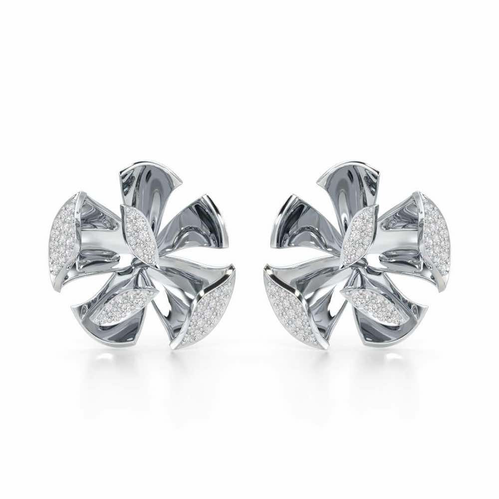 Gleaming Lumiere Silver Earrings - White Gold - Image 1