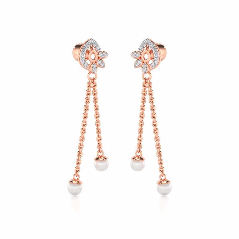 Glee Silver Dangler Earrings - Rose Gold - Image 2
