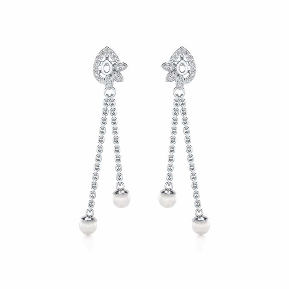 Glee Silver Dangler Earrings - White Gold - Image 1
