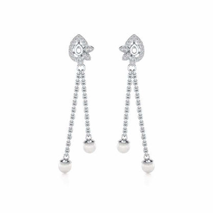 Glee Silver Dangler Earrings - White Gold - Image 1