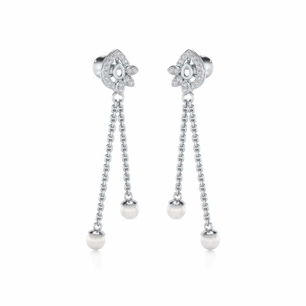 Glee Silver Dangler Earrings - White Gold - Image 2