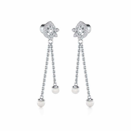 Glee Silver Dangler Earrings - White Gold - Image 2