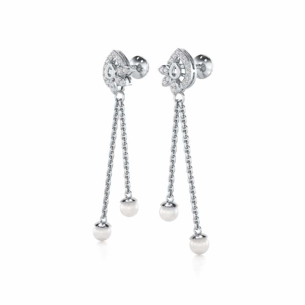 Glee Silver Dangler Earrings - White Gold - Image 3