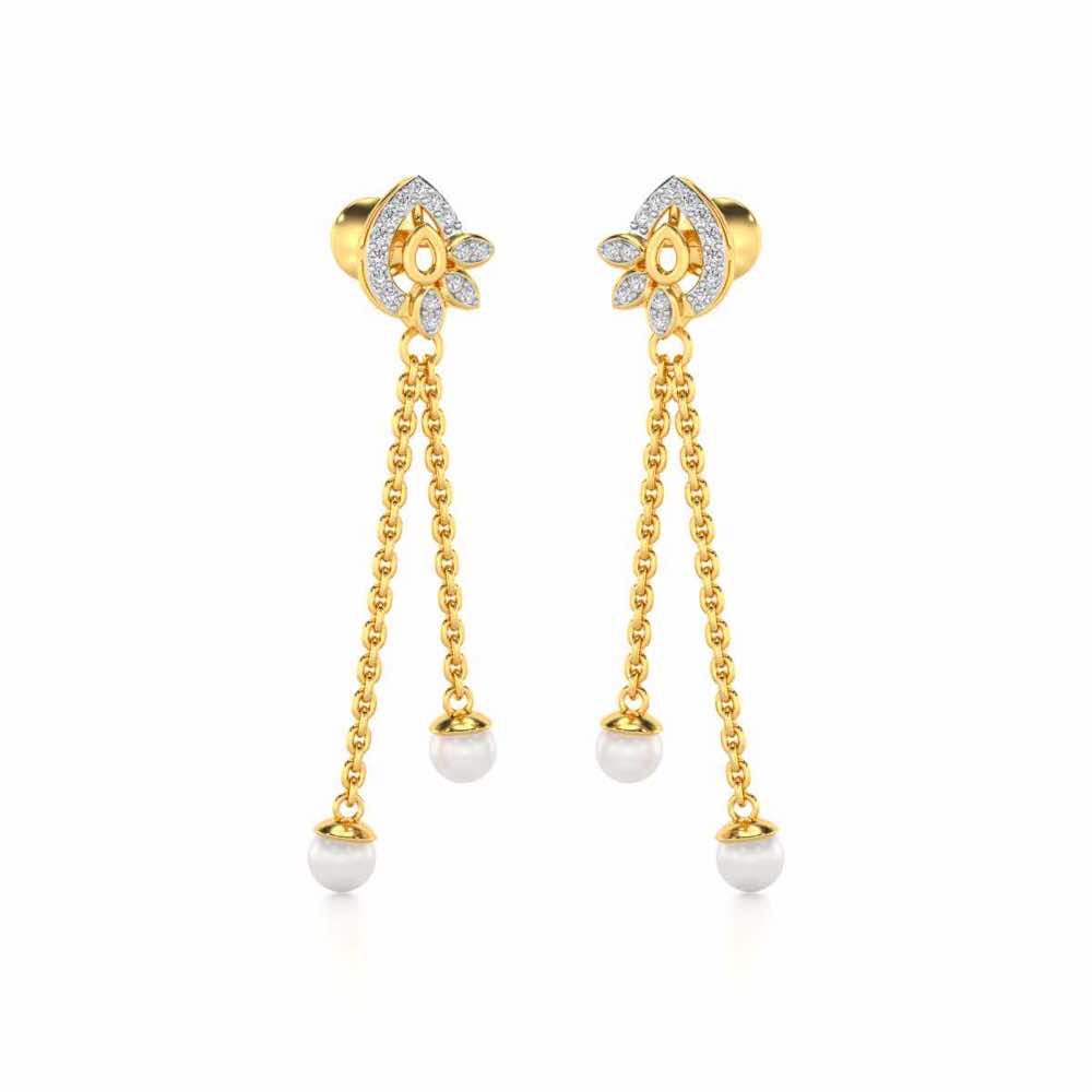 Glee Silver Dangler Earrings - Yellow Gold - Image 2
