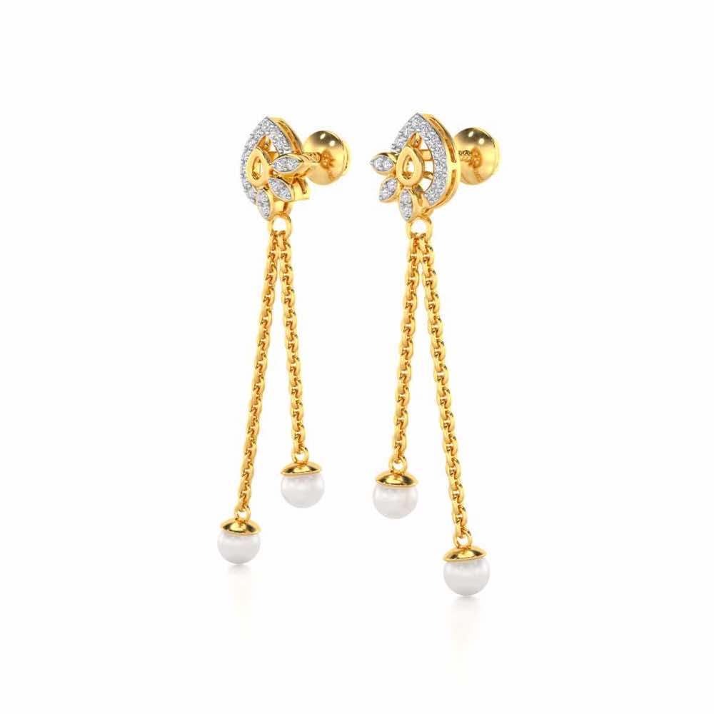 Glee Silver Dangler Earrings - Yellow Gold - Image 3
