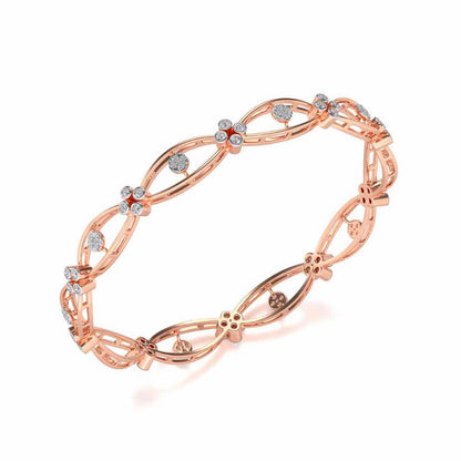 Glimmer Wave Silver Bangles - Rose Gold - Image 1