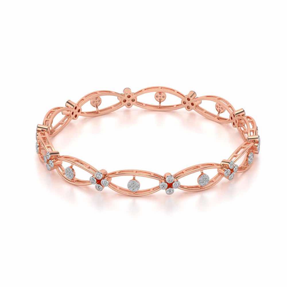Glimmer Wave Silver Bangles - Rose Gold - Image 2