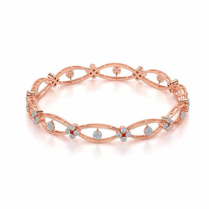Glimmer Wave Silver Bangles - Rose Gold - Image 2