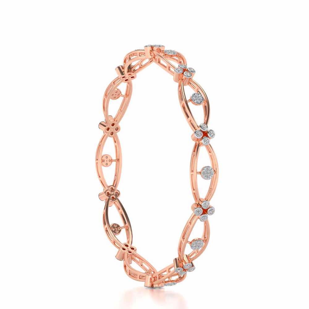 Glimmer Wave Silver Bangles - Rose Gold - Image 3