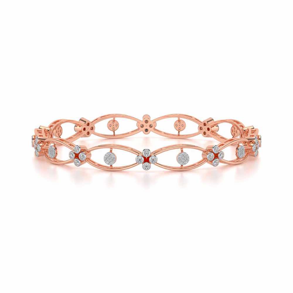 Glimmer Wave Silver Bangles - Rose Gold - Image 4