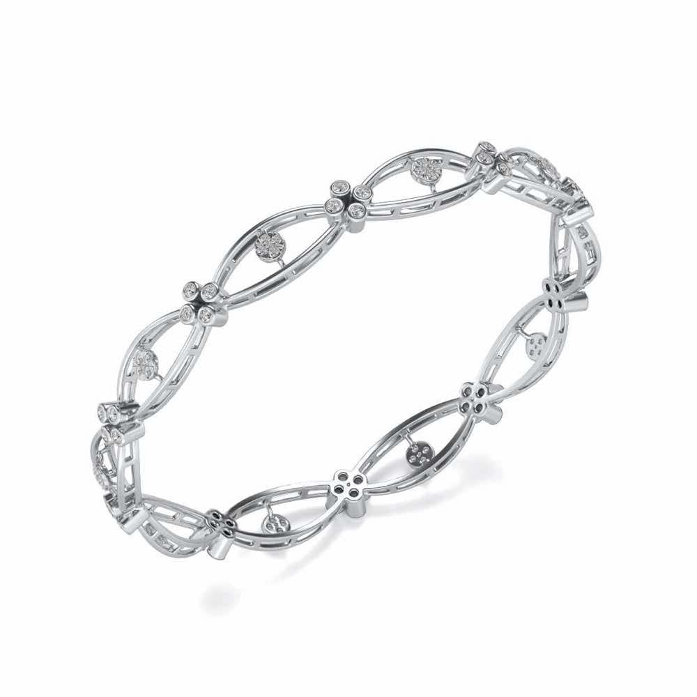 Glimmer Wave Silver Bangles - White Gold - Image 1