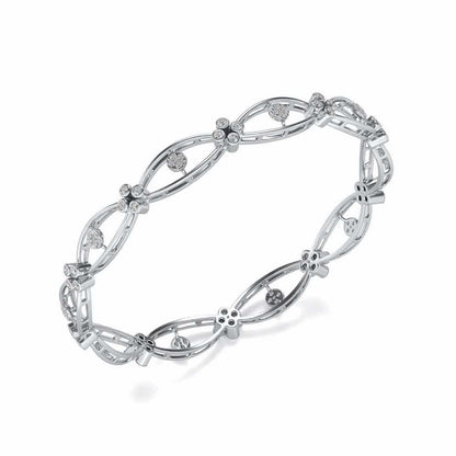 Glimmer Wave Silver Bangles - White Gold - Image 1