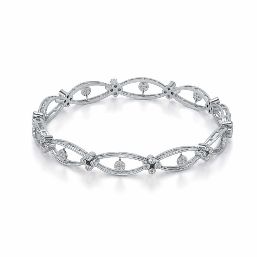 Glimmer Wave Silver Bangles - White Gold - Image 2