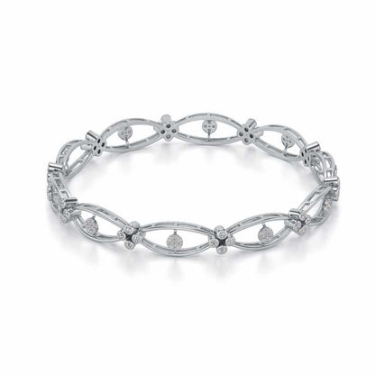 Glimmer Wave Silver Bangles - White Gold - Image 2