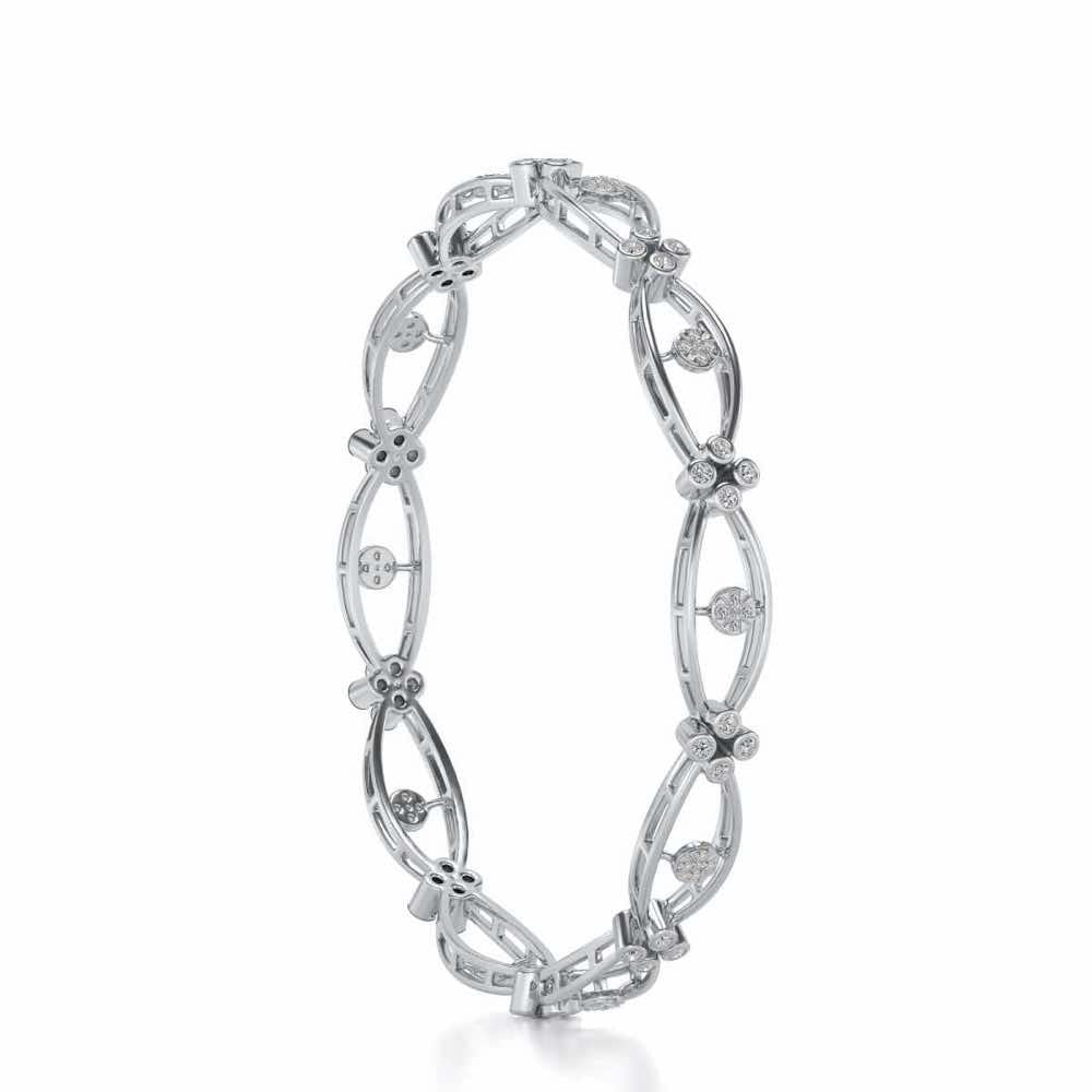 Glimmer Wave Silver Bangles - White Gold - Image 3