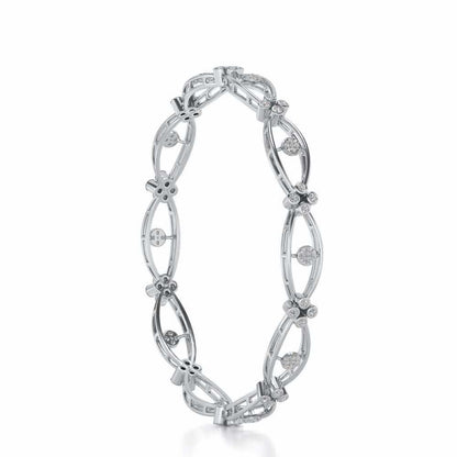 Glimmer Wave Silver Bangles - White Gold - Image 3